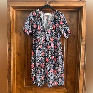 LOFT Spring Bloom Button Swing Dress